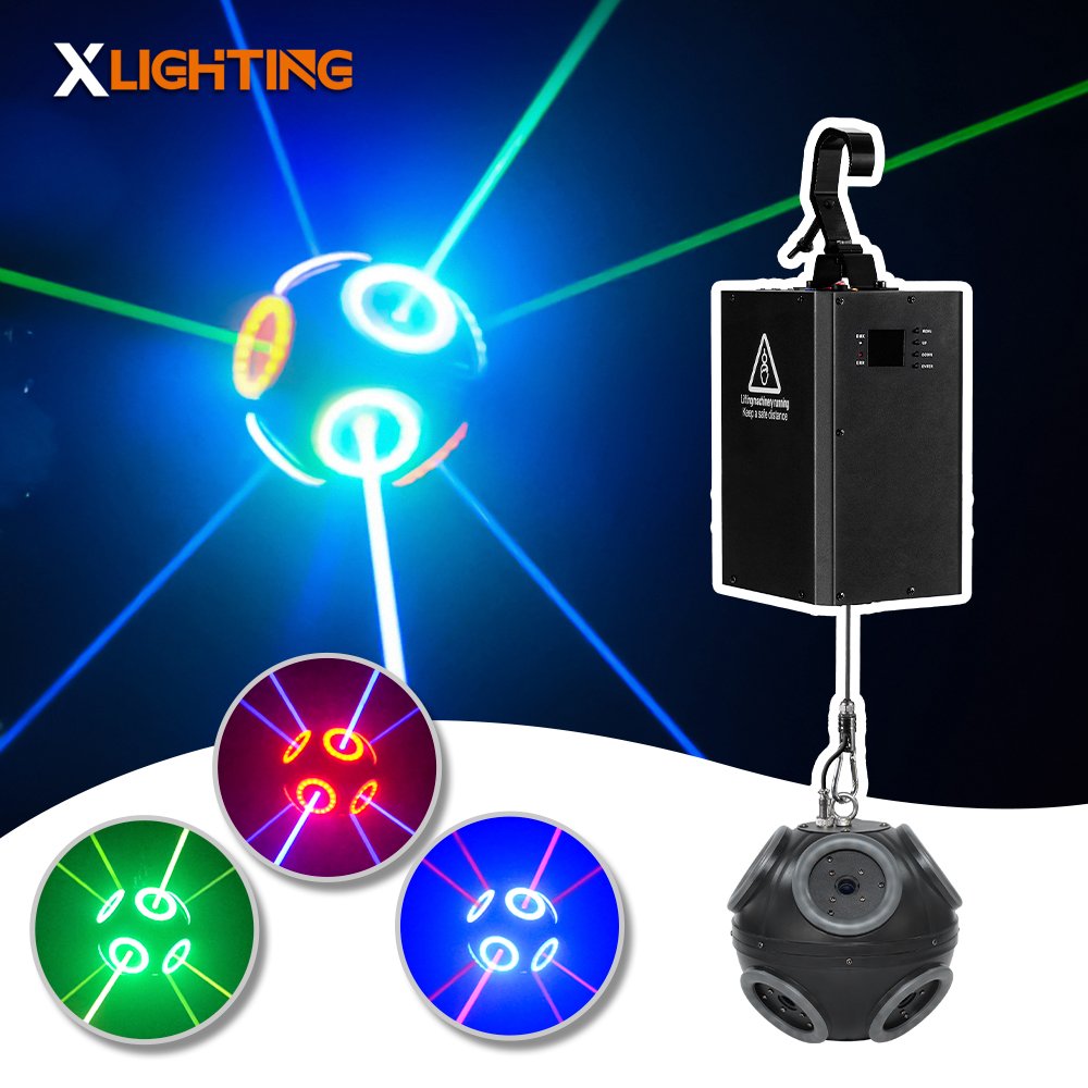 Kinetic laser football light with laser 8*500mW RGB laser +144pcs RGB LEDS Stage Dj Disco Cluba Light