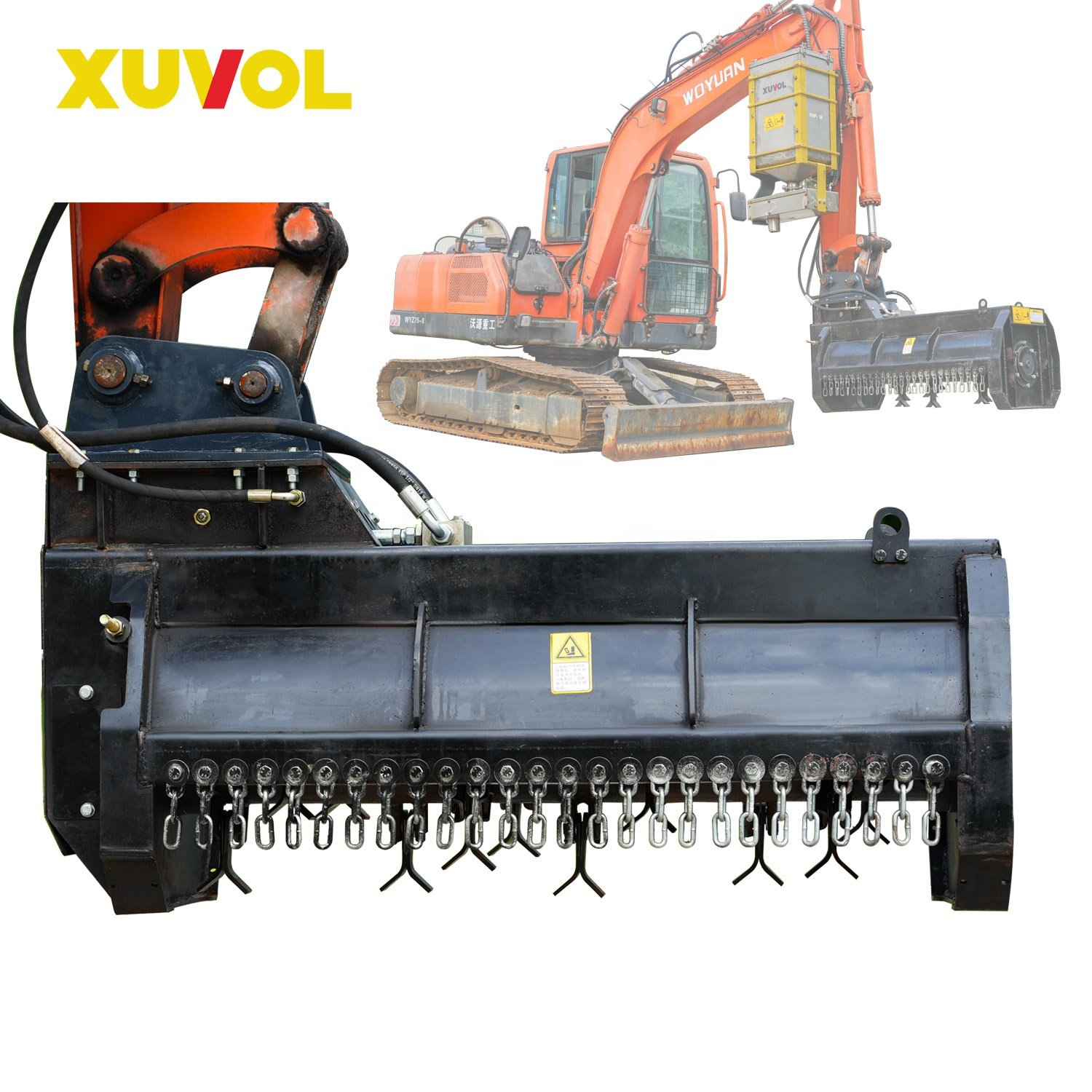 XUVOL XVJ-100CJ Forestry Machinery Factory Customized Hydraulic Brake 7-8 Ton Excavator Grass Cutting Mower Forest Mulcher