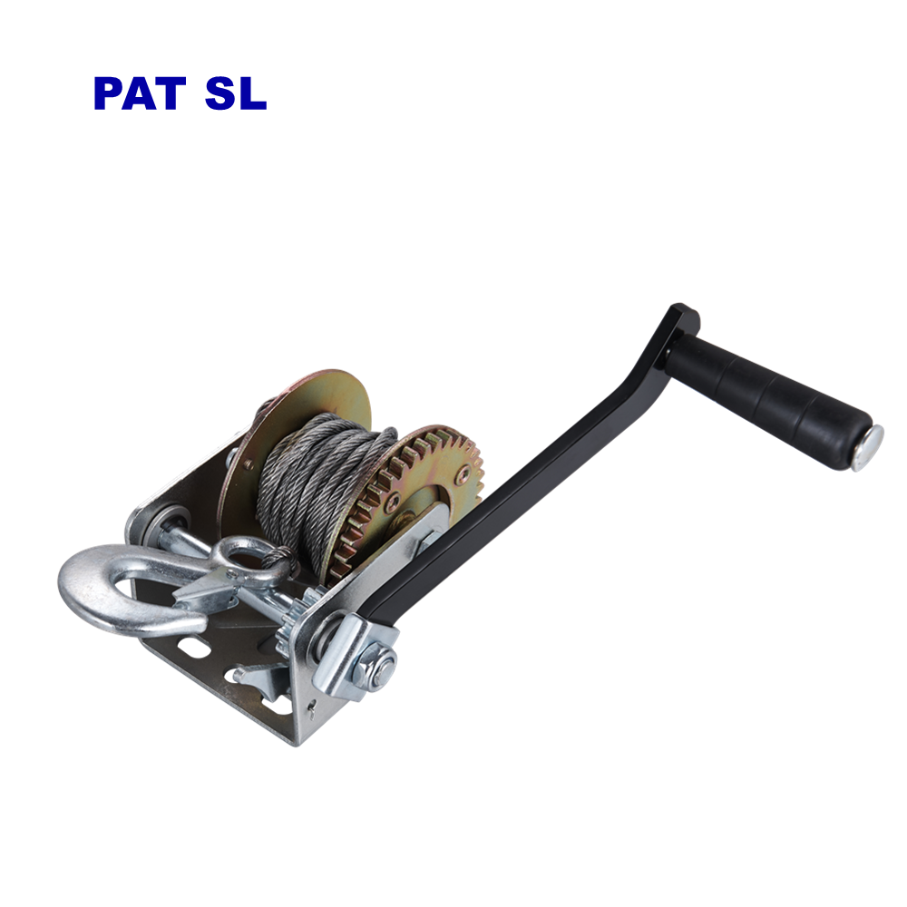 High Quality Mini Manual Portable 1 way Hand Winch 800LB Hand Crank Small Winch with Wire Rope with Color Zinc Plated Gear