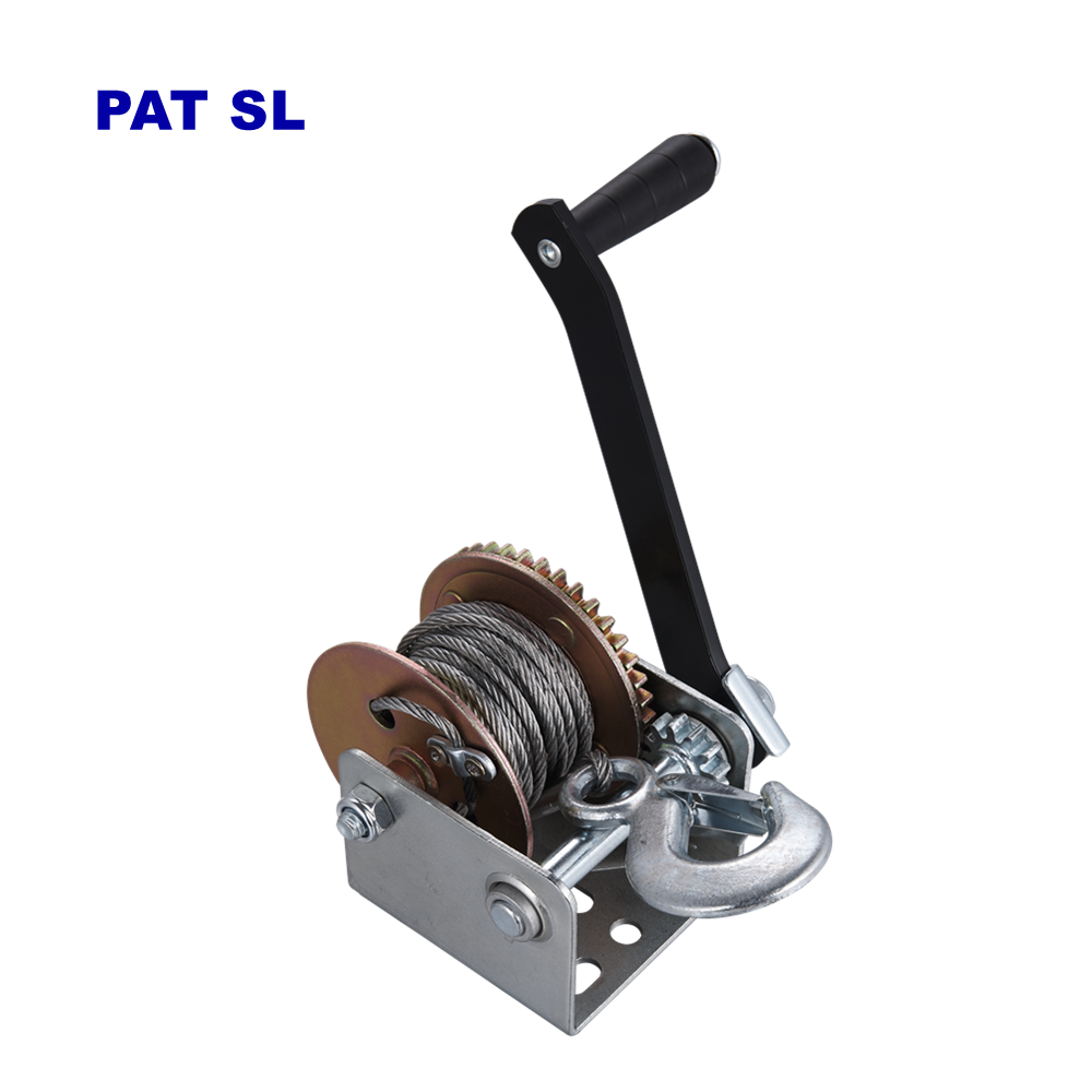High Quality Mini Manual Portable 1 way Hand Winch 800LB Hand Crank Small Winch with Wire Rope with Color Zinc Plated Gear