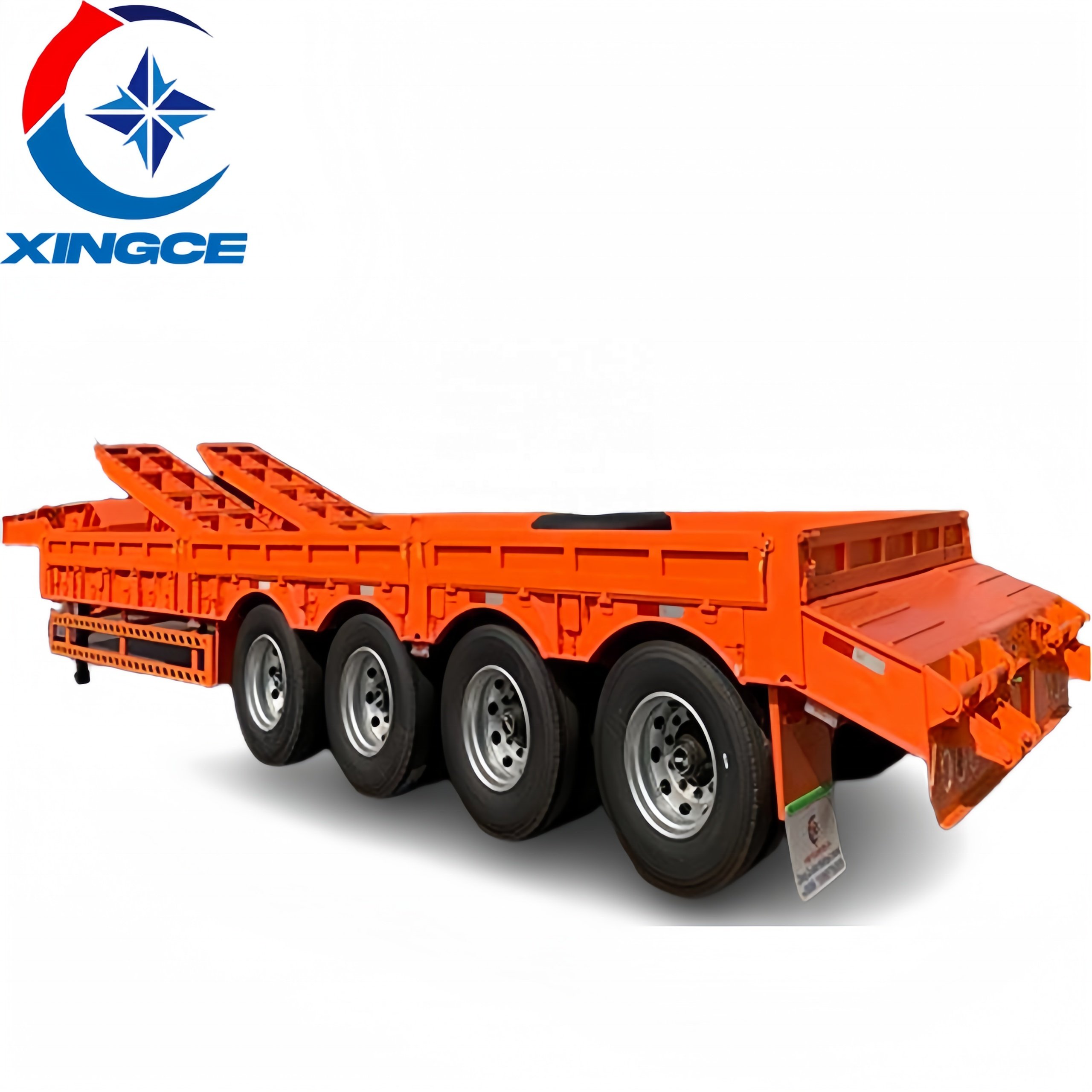 Xingce New Good Quality 3 4 Axles 60 80 Ton Flatbed Semi Trailer Lowbed Low Flatbed Truck Trailers Equipment Transport Low Price