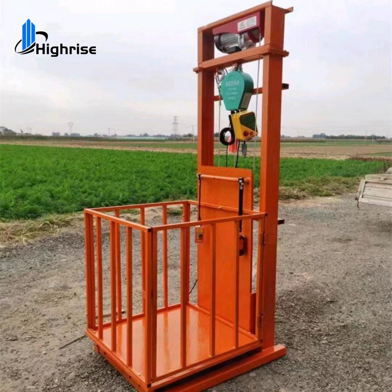 2-10 tons Customized Warehouse Vertical Hydraulic Freight Elevator Guide Rail Cargo Lift with Net