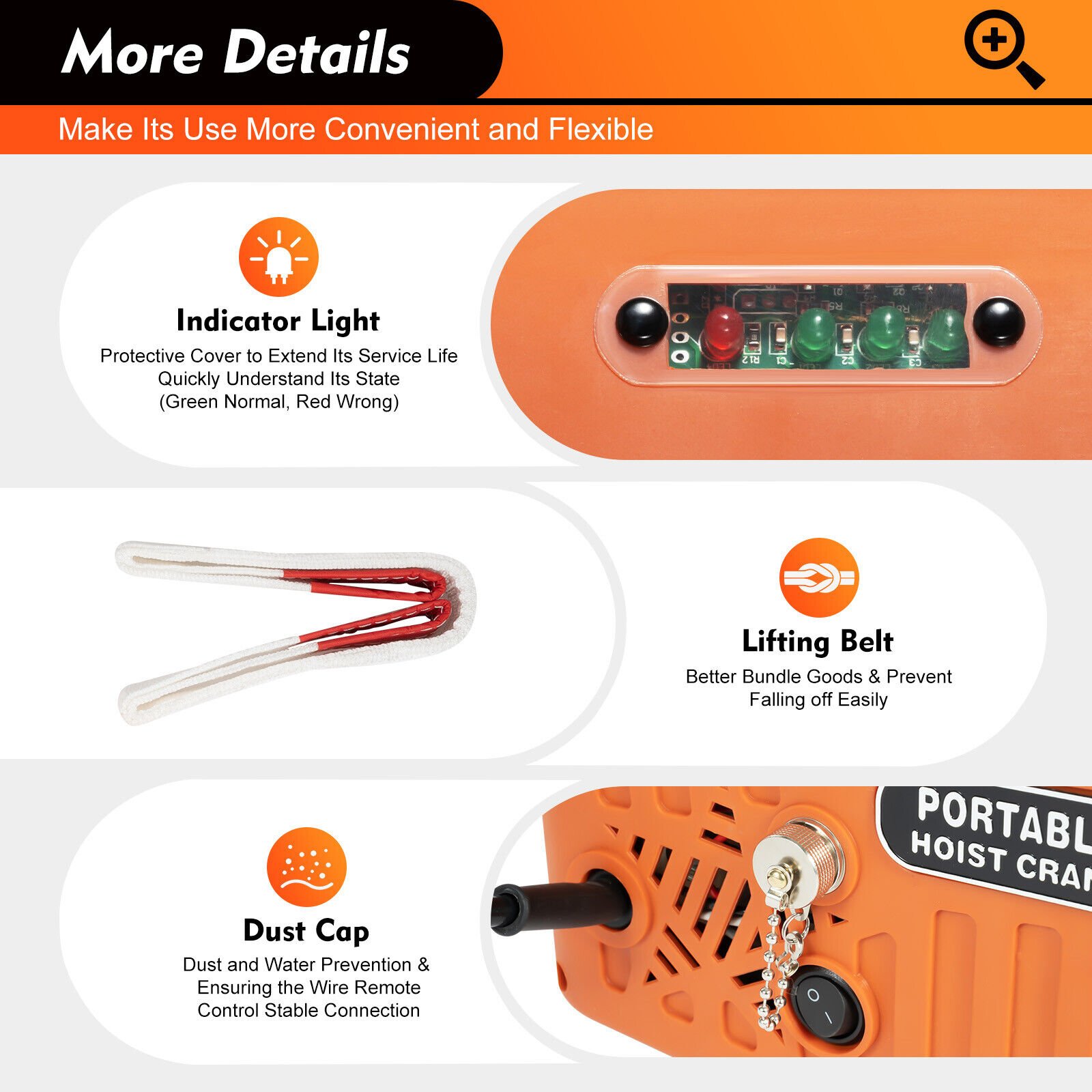 Wire Remote Control 16ft/min Safe to Use Portable Design Portable 3-in-1 Electric Winches 300kg/660lbs Hoist Winch