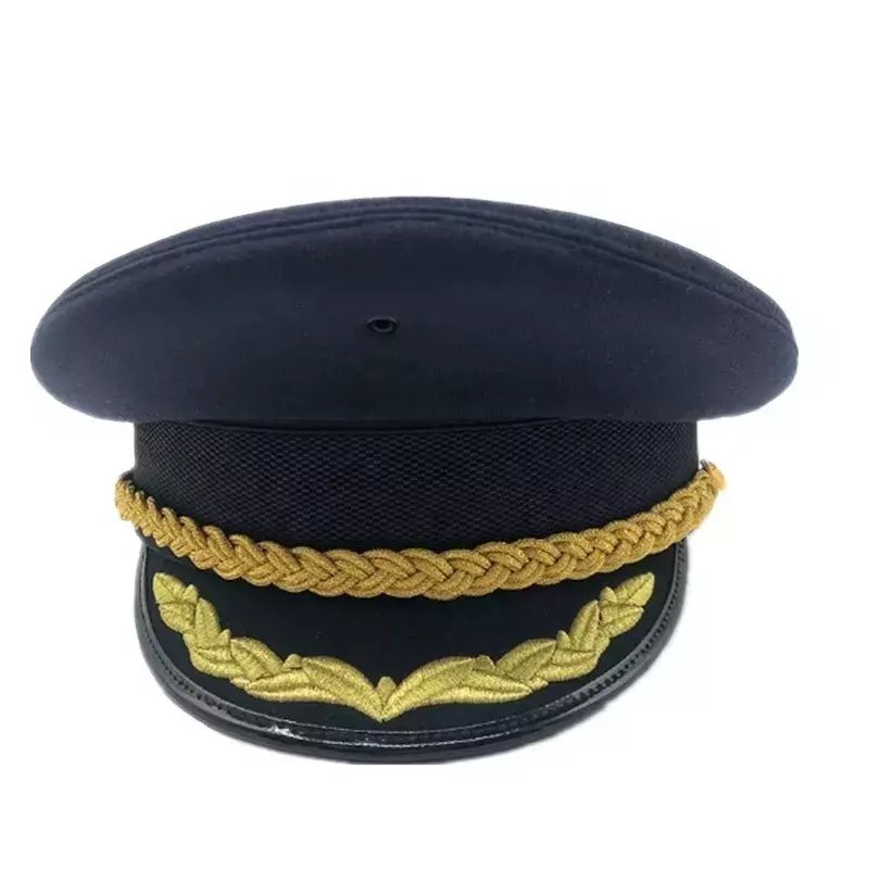 Wholesale Custom cap badge airline officer uniform captain cap pilot service caps New Design 2024 with customized logo printing