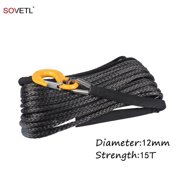 Wholesale 1/2 Inch X 10Feet Ultra-high Strength 29800lbs UHMWPE Synthetic Winch Rope Braided Manual Towing ATV UTV Winches