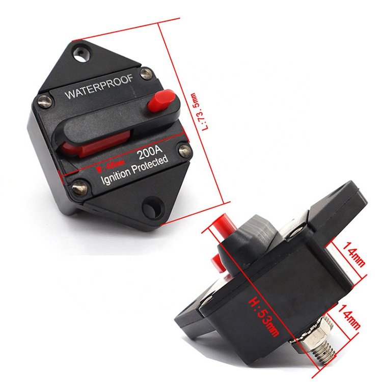 20-200A 48V max Car Auto Audio Marine Boat DC Motor Operator Circuit Breaker Fuse Holder