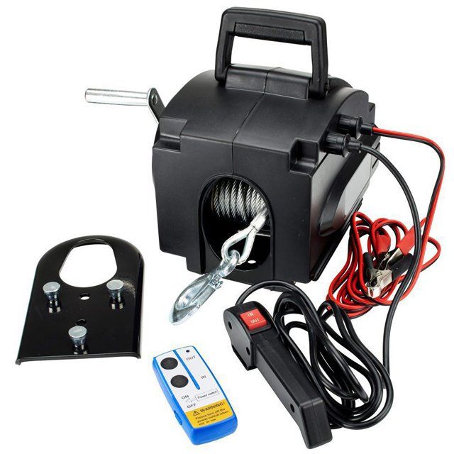 Portable Electric Hoist Mini Professional Steel Rope 2000lbs Marine Boat Electric Winch Kit other winches