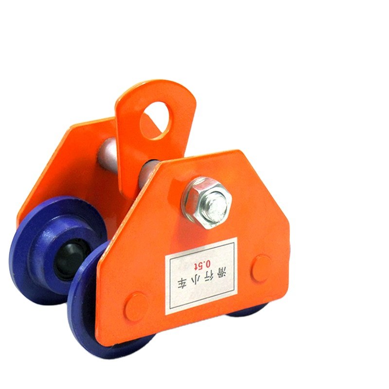 Mini I-steel hand push sliding lifting trolley for hand pulley