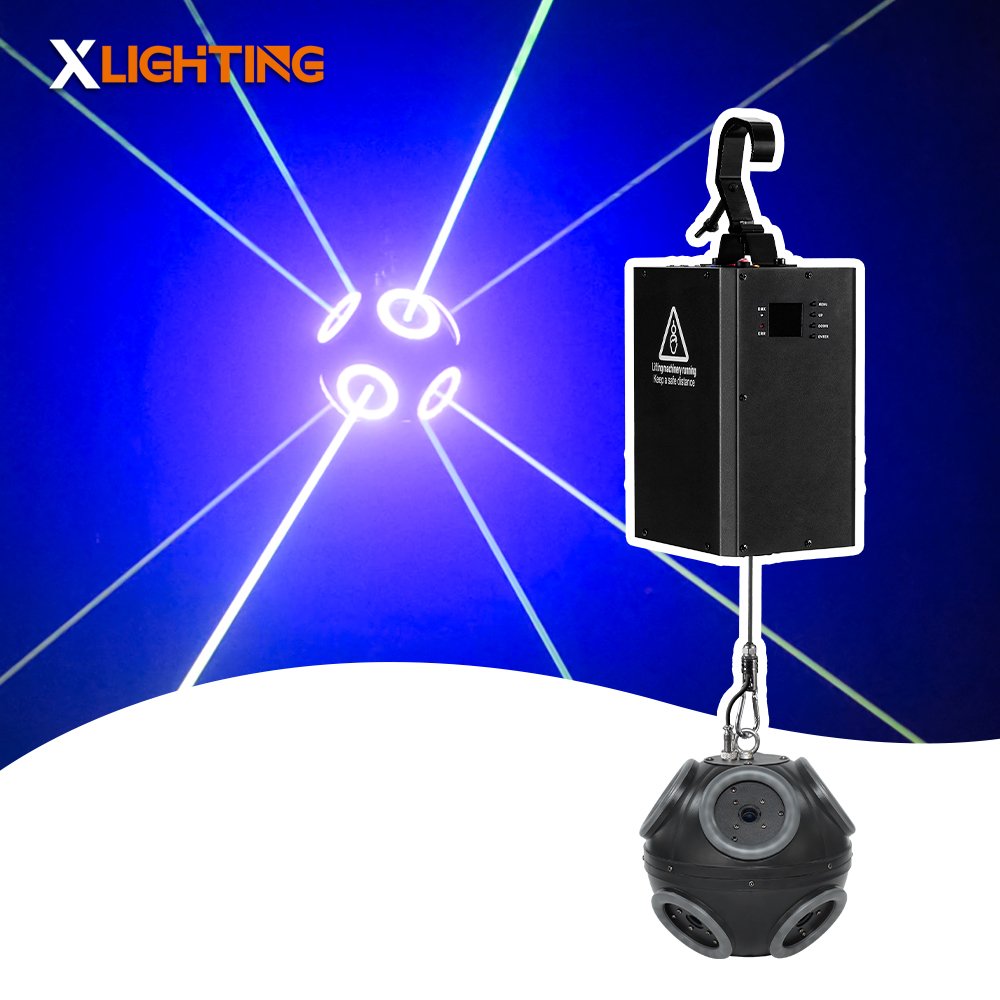 Kinetic laser football light with laser 260W RGB Dmx winch lifting system ball lights White Laser Source Matrix Light Dmx512