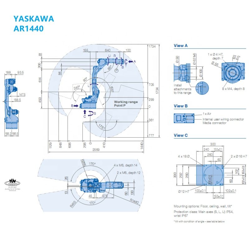 Yaskawa industrial 6 axis arc tig welding robot machine AR1440 pipe robot laser welding