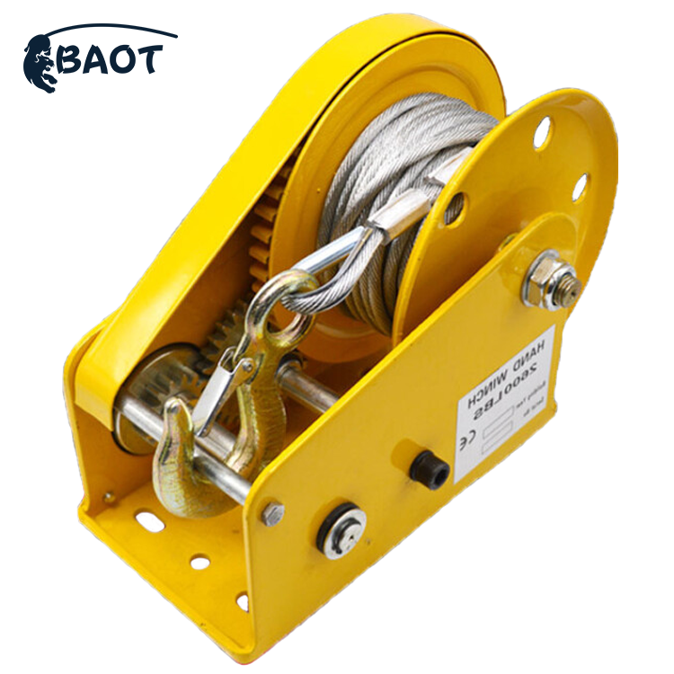 BAOT 1800lbs manual bidirectional ratchet reversible lifting portable self locking hand winch
