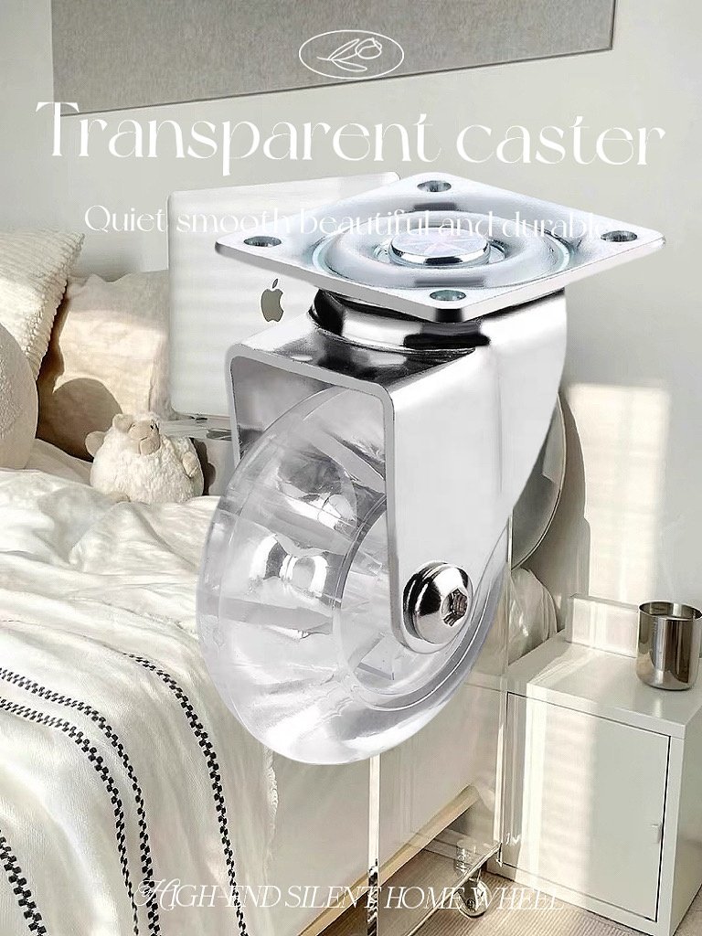 Manufacturer direct sales 2 inch PU transparent casters can rotate 360 degrees with brake odor-free sofa casters