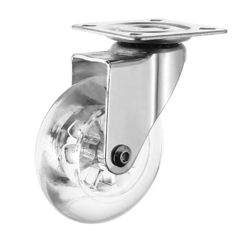 Manufacturer direct sales PU transparent casters can rotate 360 degrees with brake odor-free sofa casters