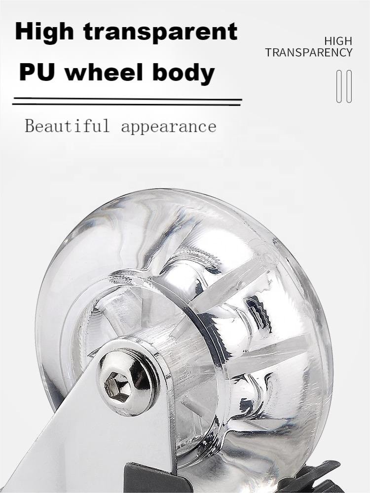 Manufacturer direct sales PU transparent casters can rotate 360 degrees with brake odor-free sofa casters