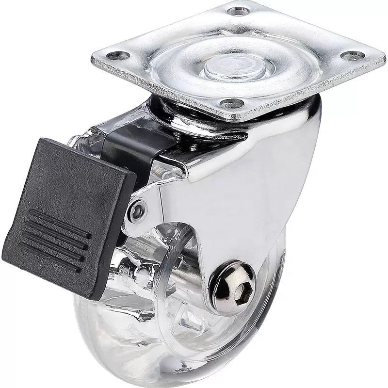 Manufacturer direct sales PU transparent casters can rotate 360 degrees with brake odor-free sofa casters