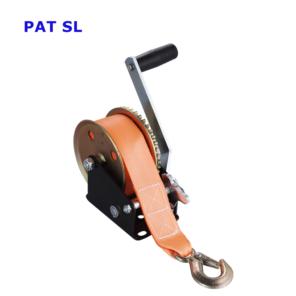 Top quality 1600LBS Light Duty Steel Hand Manual Winch Boat Trailer Winch with Webbing Strap Belt