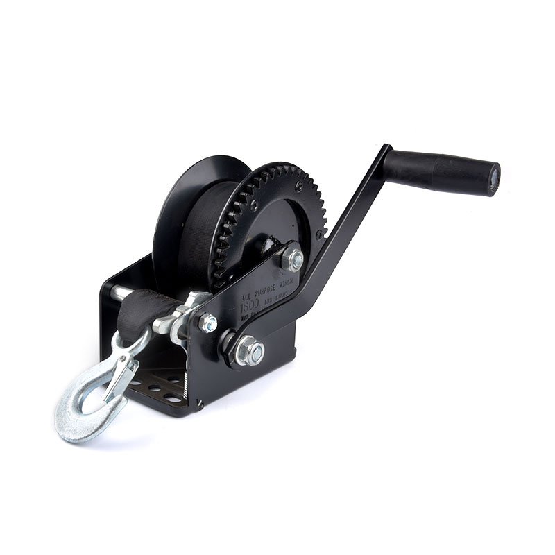 Top quality 1600LBS Light Duty Steel Hand Manual Winch Boat Trailer Winch with Webbing Strap Belt