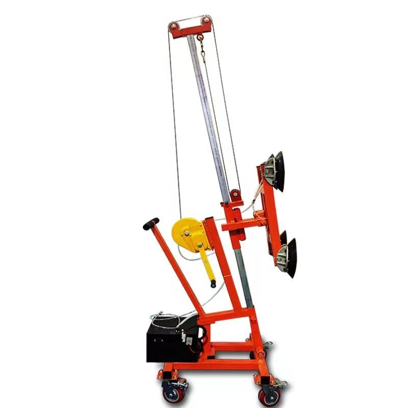 Portable Hand Cranked Winch Electric Vacuum Lifter Suction Cup Lifting Machine For Sheet Metal/Wood Panel/Counstruction