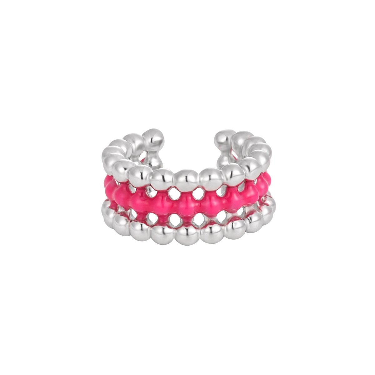 Vewant Fashion 925 Sterling Silver Purple Pink Enamel Cuff Earrings Pendientes De Plata 925 Colored Enamel Cuff Earrings
