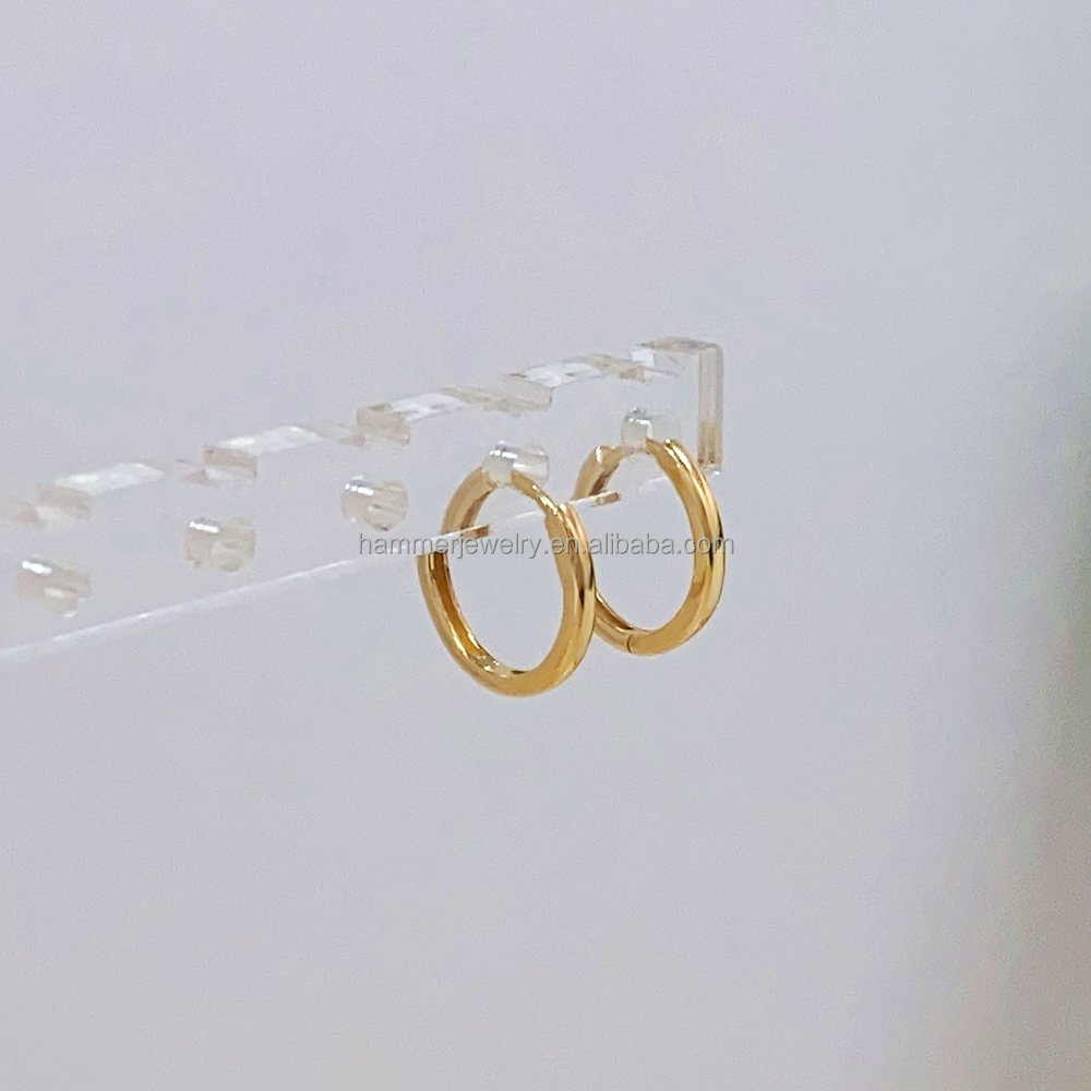 Wholesale Trendy 14K Gold Huggie Earrings Real AU585 Hoop Drops Unisex and Child-Friendly Fine Jewelry