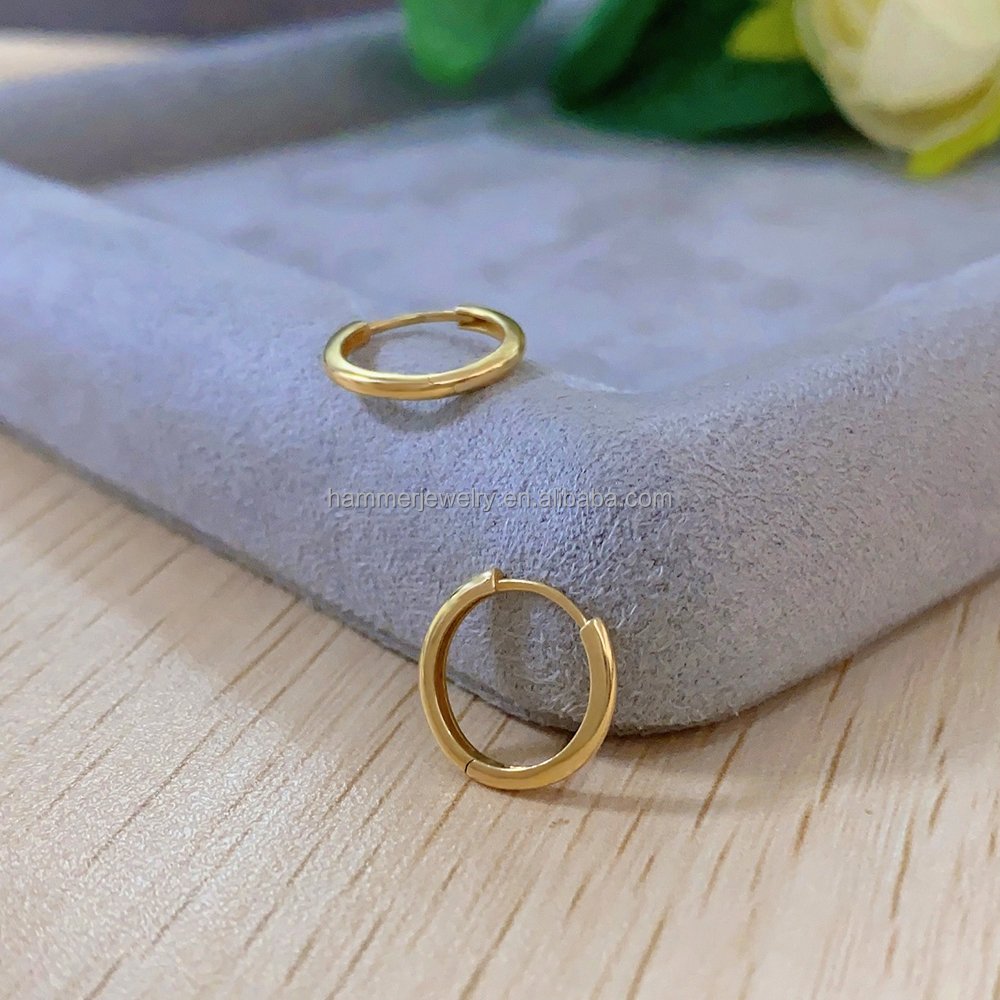 Wholesale Trendy 14K Gold Huggie Earrings Real AU585 Hoop Drops Unisex and Child-Friendly Fine Jewelry