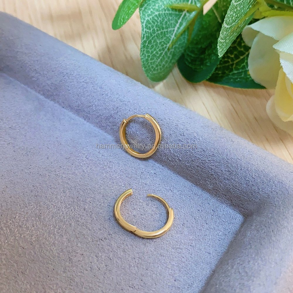 Wholesale Trendy 14K Gold Huggie Earrings Real AU585 Hoop Drops Unisex and Child-Friendly Fine Jewelry