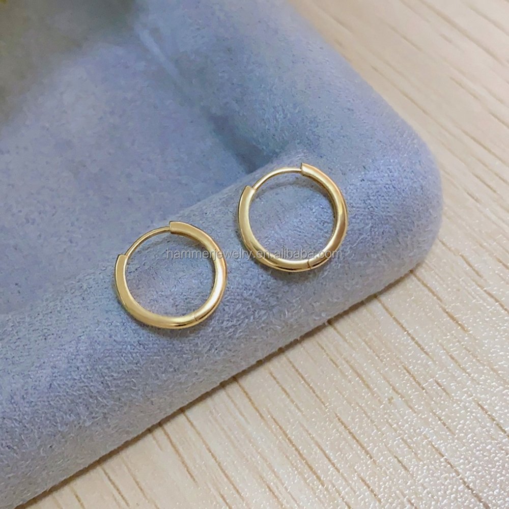 Wholesale Trendy 14K Gold Huggie Earrings Real AU585 Hoop Drops Unisex and Child-Friendly Fine Jewelry