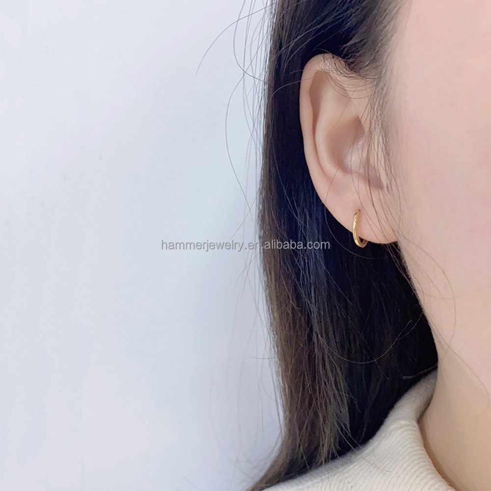 Wholesale Trendy 14K Gold Huggie Earrings Real AU585 Hoop Drops Unisex and Child-Friendly Fine Jewelry