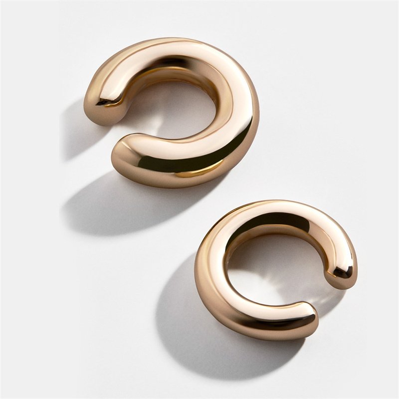 Non Pieced Metal Ear Clip Double Round C-shaped Ear Cuff Earrings For Women