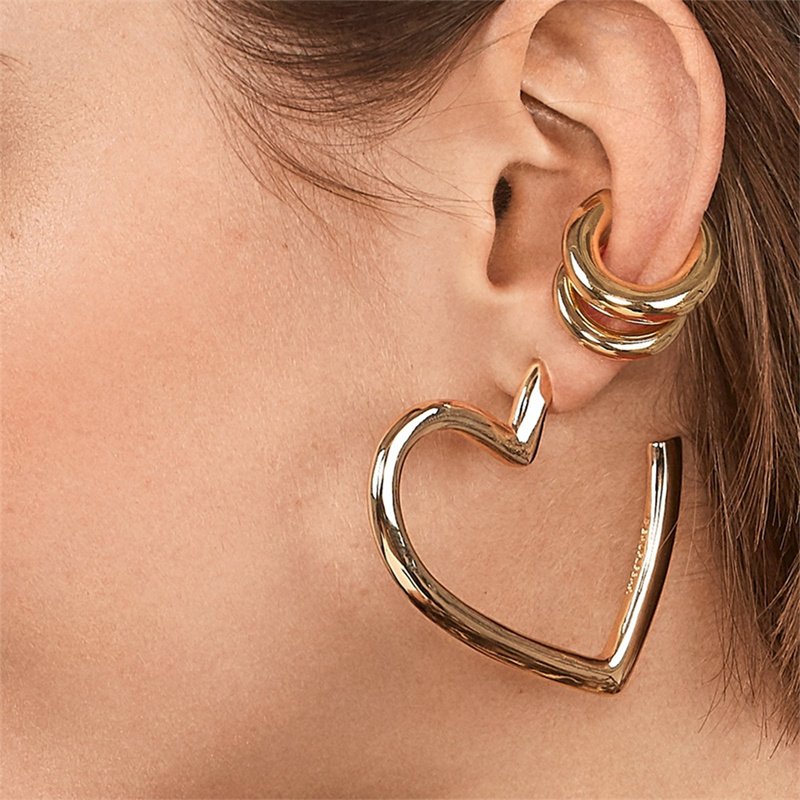 Non Pieced Metal Ear Clip Double Round C-shaped Ear Cuff Earrings For Women
