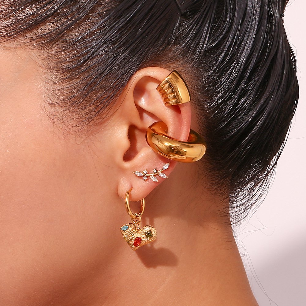 Hot Sale Fashion 18k Gold Plated Earring Stainless Steel Women's Ear Cuff Earrings Jewelry Waterproof