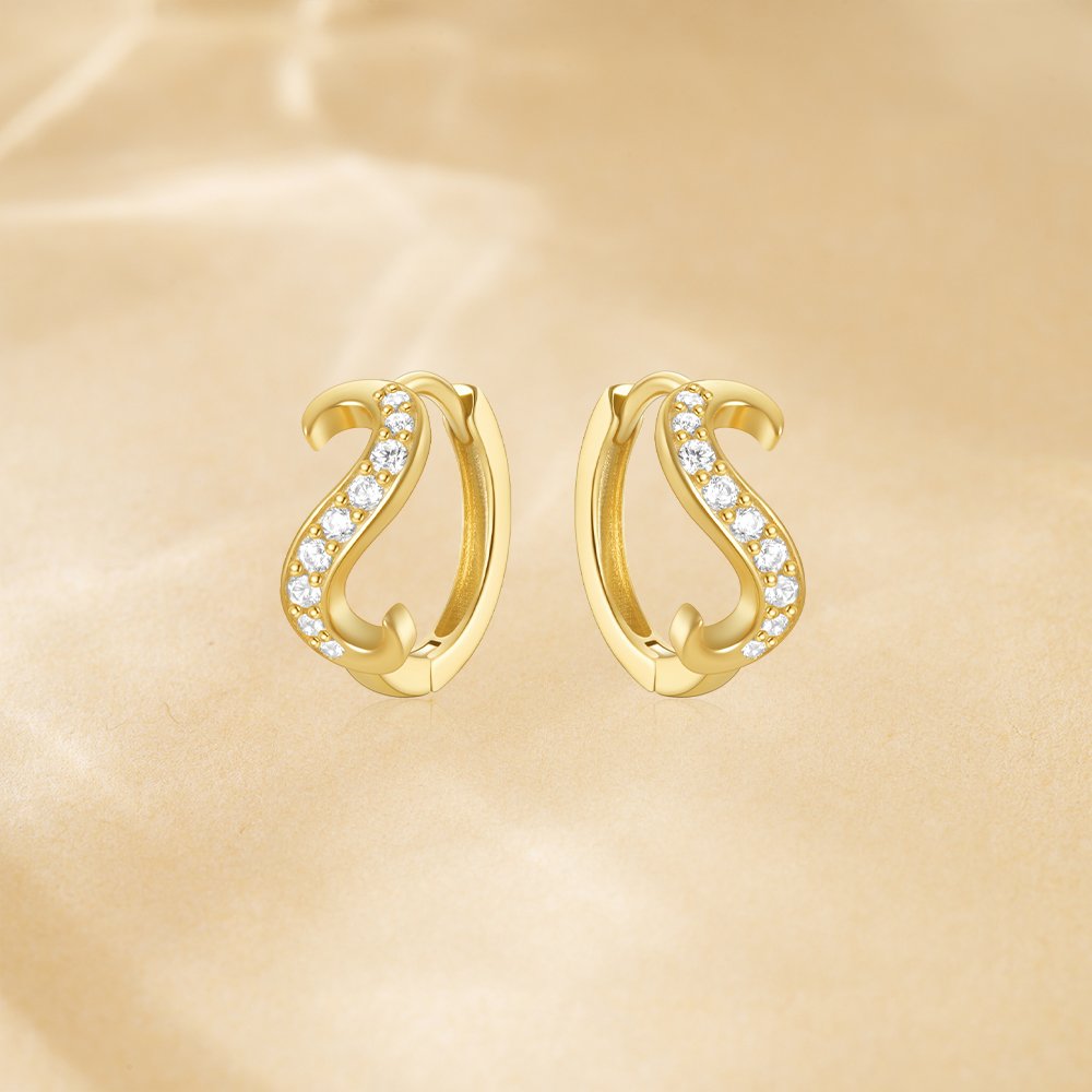 Fine Jewelry 925 Silver 18k Gold Plated Mini Single Shiny Distorted Zircon Twisted Ear Cuff Earrings for Women