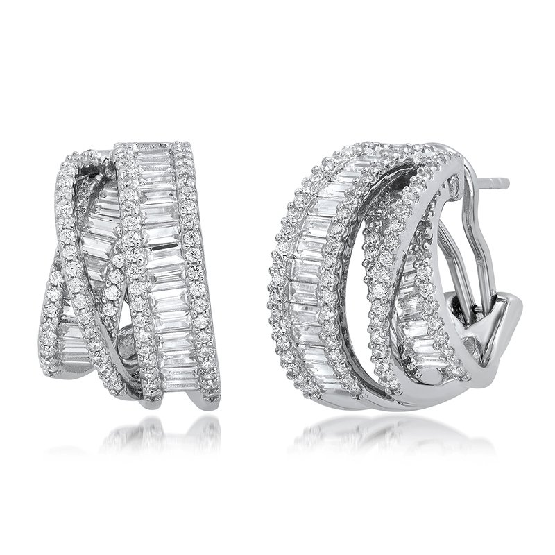 fine baguettes diamond earrings 925 sterling silver cubic zirconia european style jewelry 18k gold plated women dainty earrings