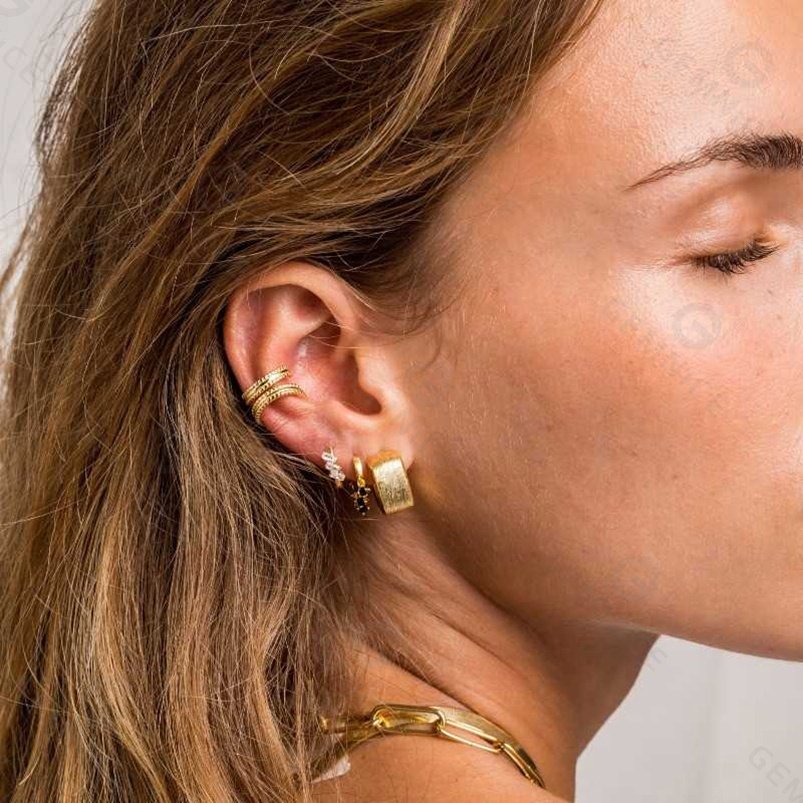 Gemnel 925 sterling silver 18k gold plated ear cuff cross earrings for women