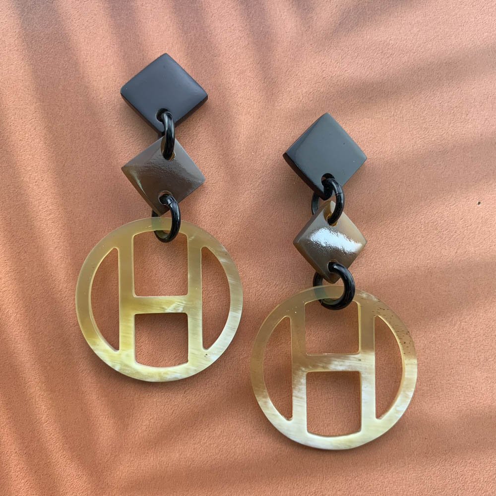Vietnam product handicraft fairtrade buffalo horn earrings earring crafting charms hot sale