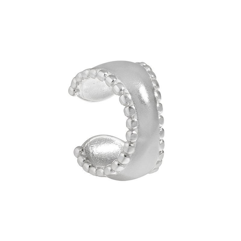 European Retro Minimalist 18k Gold Plated Vintage Chunky C Shaped Ear Cuff 925 Sterling Silver Beaded Clip On Earrings