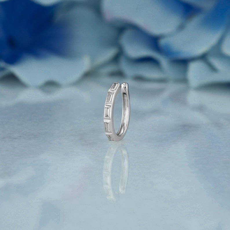 Solid 14k Yellow Gold No Piercing Ear Cuff Baguette Diamond Cartilage Earrings Minimalist Cuff Earring Fine Gold Diamond Jewelry