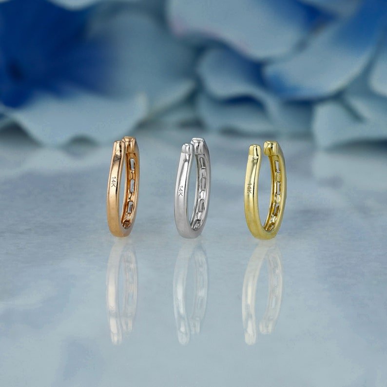Solid 14k Yellow Gold No Piercing Ear Cuff Baguette Diamond Cartilage Earrings Minimalist Cuff Earring Fine Gold Diamond Jewelry