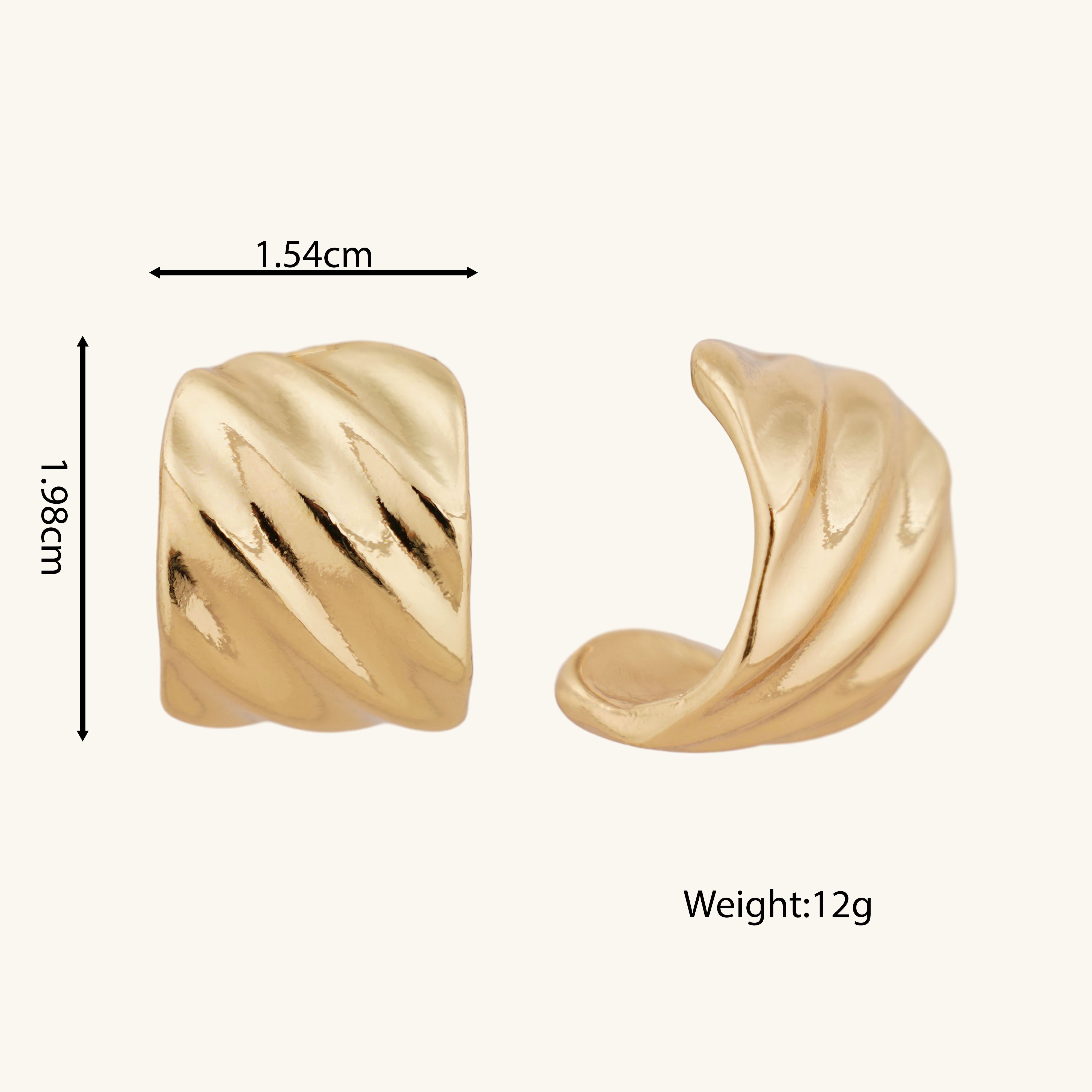 Trendy Minimalist Jewelry Earrings Gold Plated Zinc Alloy Chunky Half Hoop Stud Earring for Women