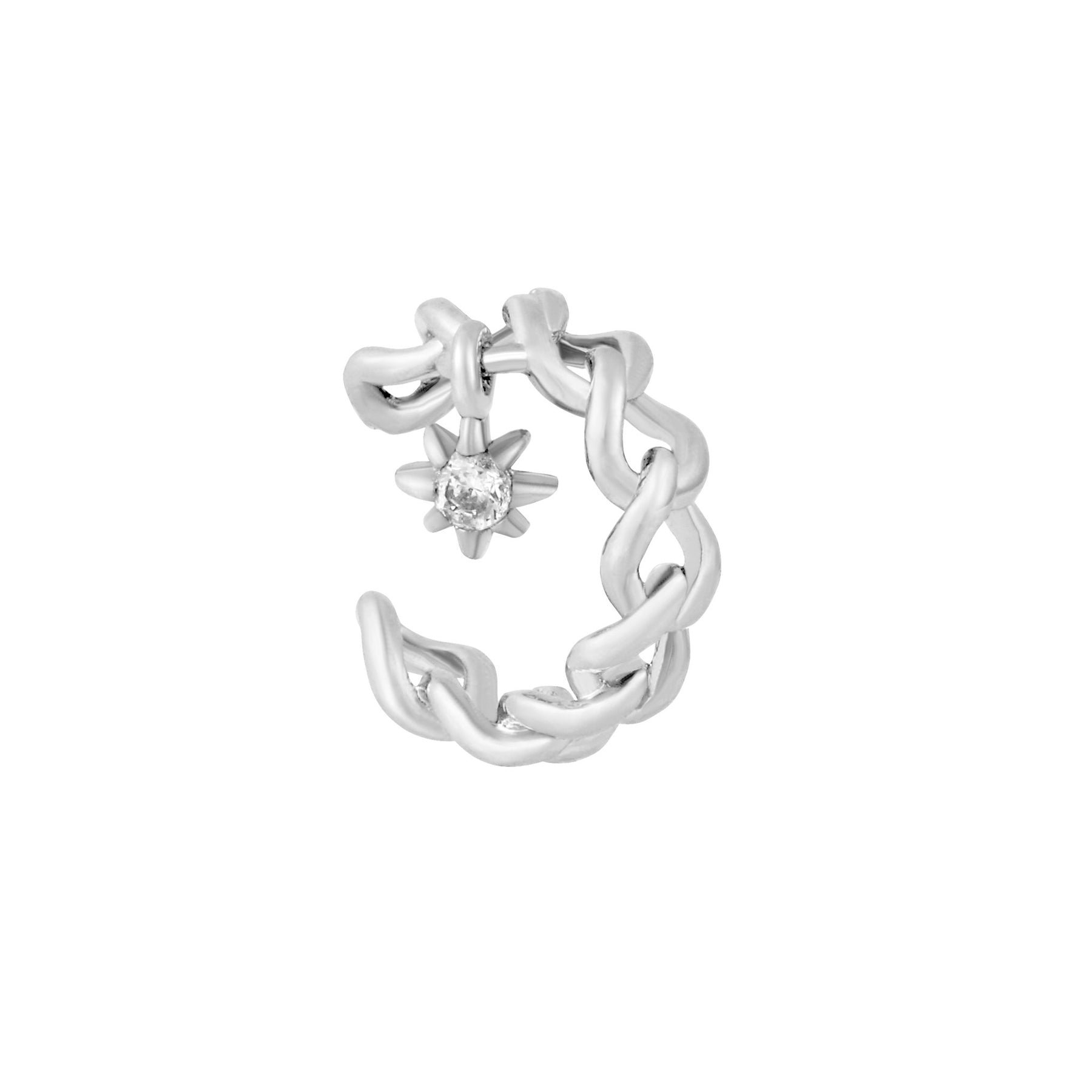 Laodun Hot Sales Fine Women Jewelry S925 Silver Cuff Earrings Creative Stars CZ Diamond Sterling Silver Ear Piercing Vermeil