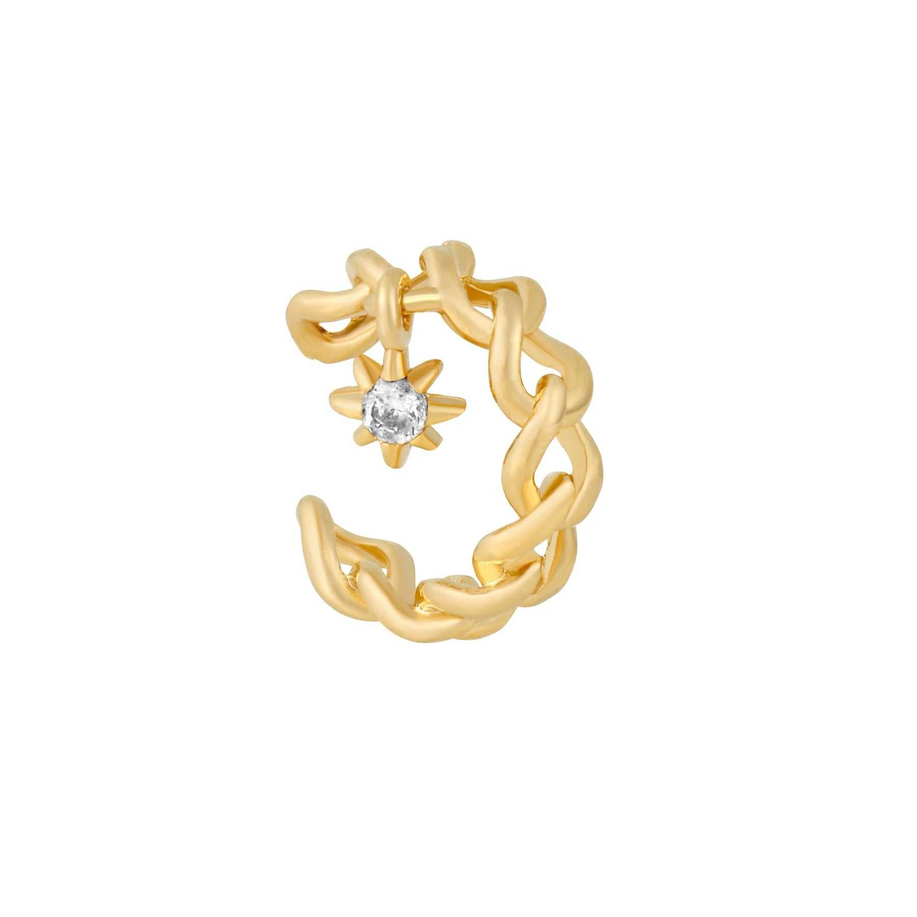 Laodun Hot Sales Fine Women Jewelry S925 Silver Cuff Earrings Creative Stars CZ Diamond Sterling Silver Ear Piercing Vermeil
