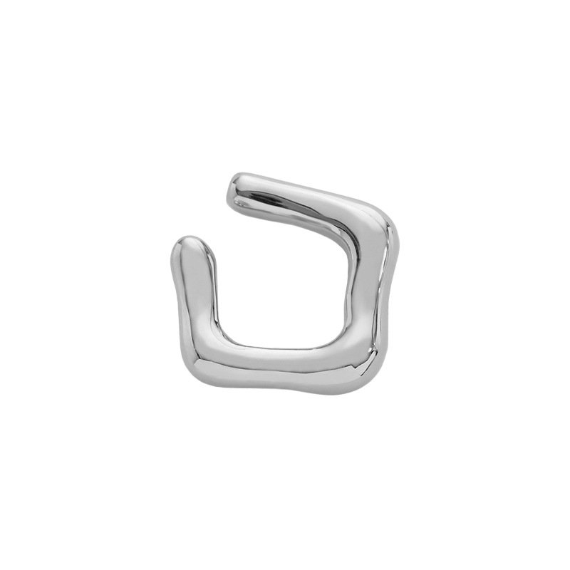 S925 Sterling Silver Square Ear Cuff Earrings Geometric Irregular Designer Clip On Earrings Texture Fine Jewelry Earrings Women
