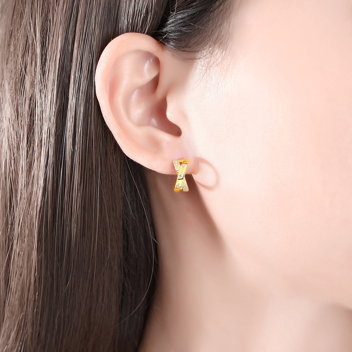 CZCITY Unique Hot Sale Designer Cuff Earing Gold Plated 14K Ear Ring Jewelry For Woman Diamond Earring