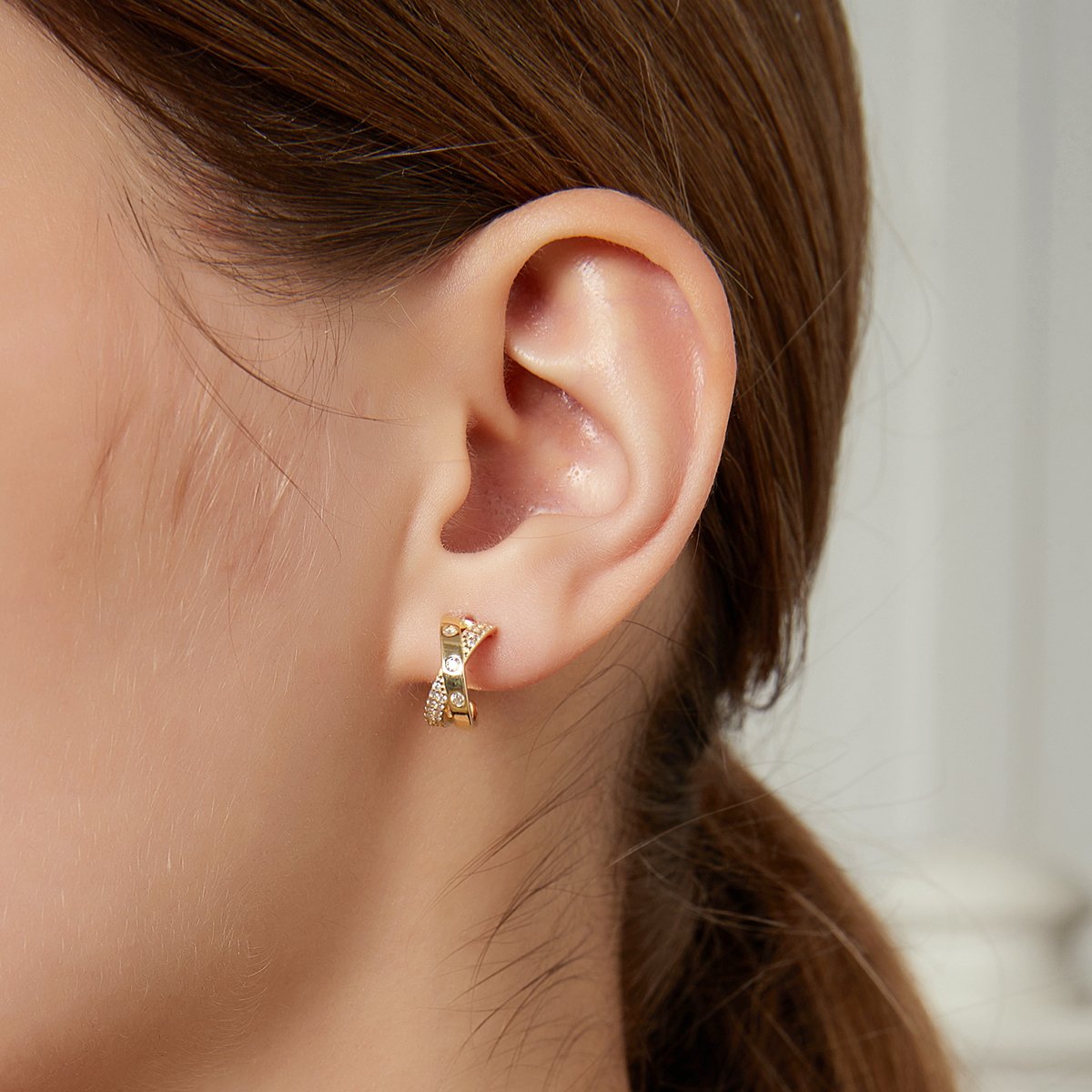 CZCITY Unique Hot Sale Designer Cuff Earing Gold Plated 14K Ear Ring Jewelry For Woman Diamond Earring