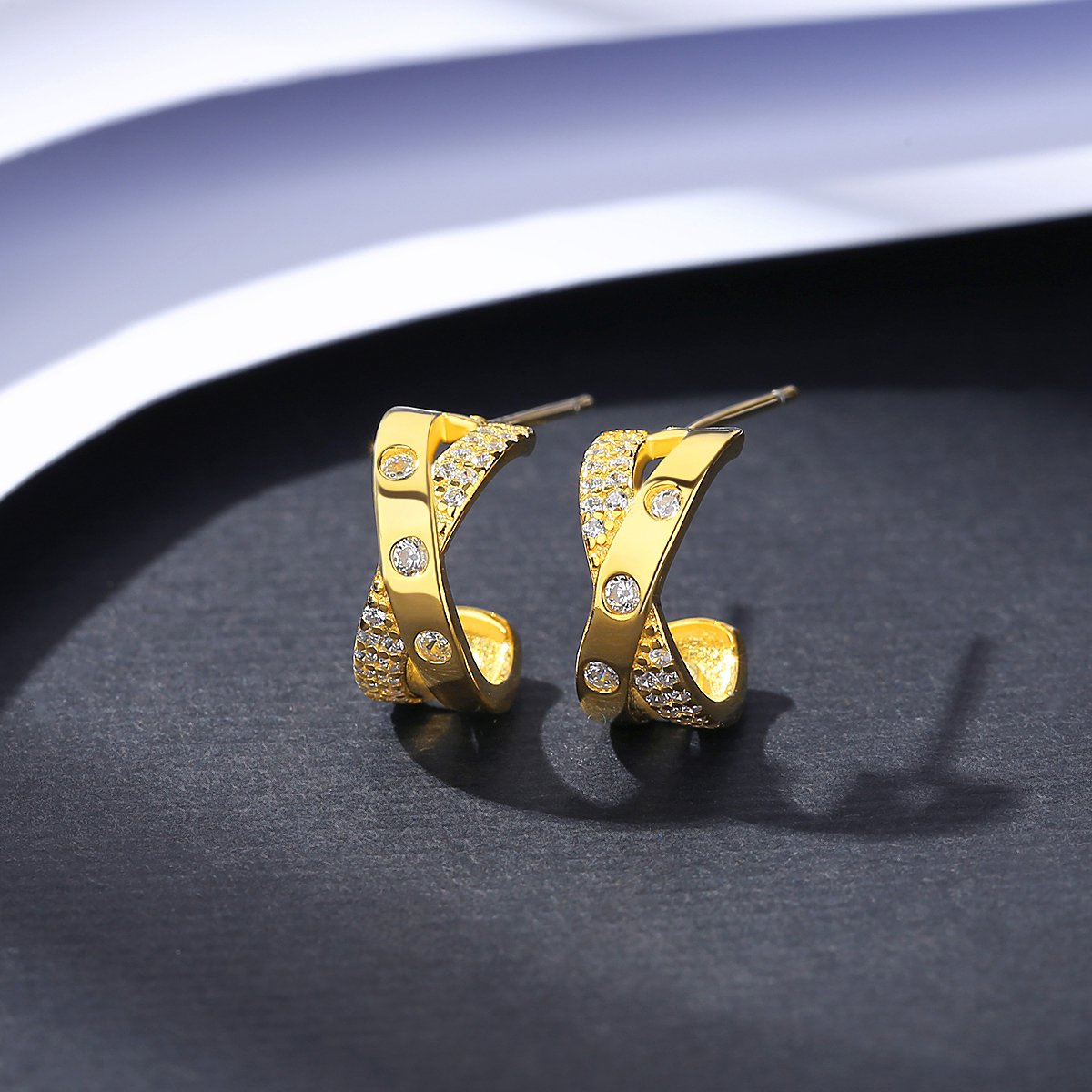 CZCITY Unique Hot Sale Designer Cuff Earing Gold Plated 14K Ear Ring Jewelry For Woman Diamond Earring