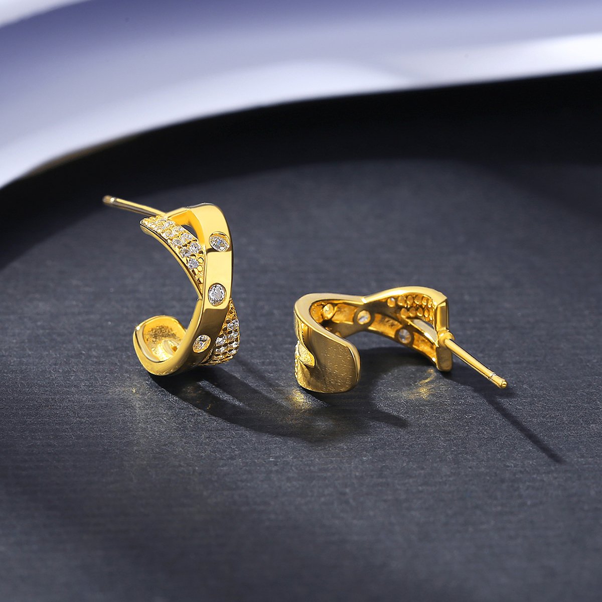CZCITY Unique Hot Sale Designer Cuff Earing Gold Plated 14K Ear Ring Jewelry For Woman Diamond Earring