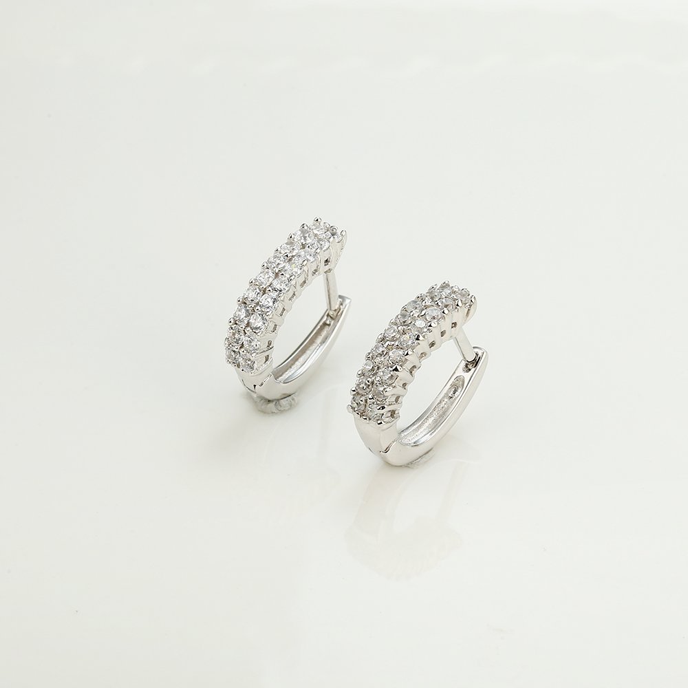 Grace Jewelry Luxury Small Hoop 925 Sterling Silver Cubic Zirconia Rhinestone Huggie Earrings Jewelry