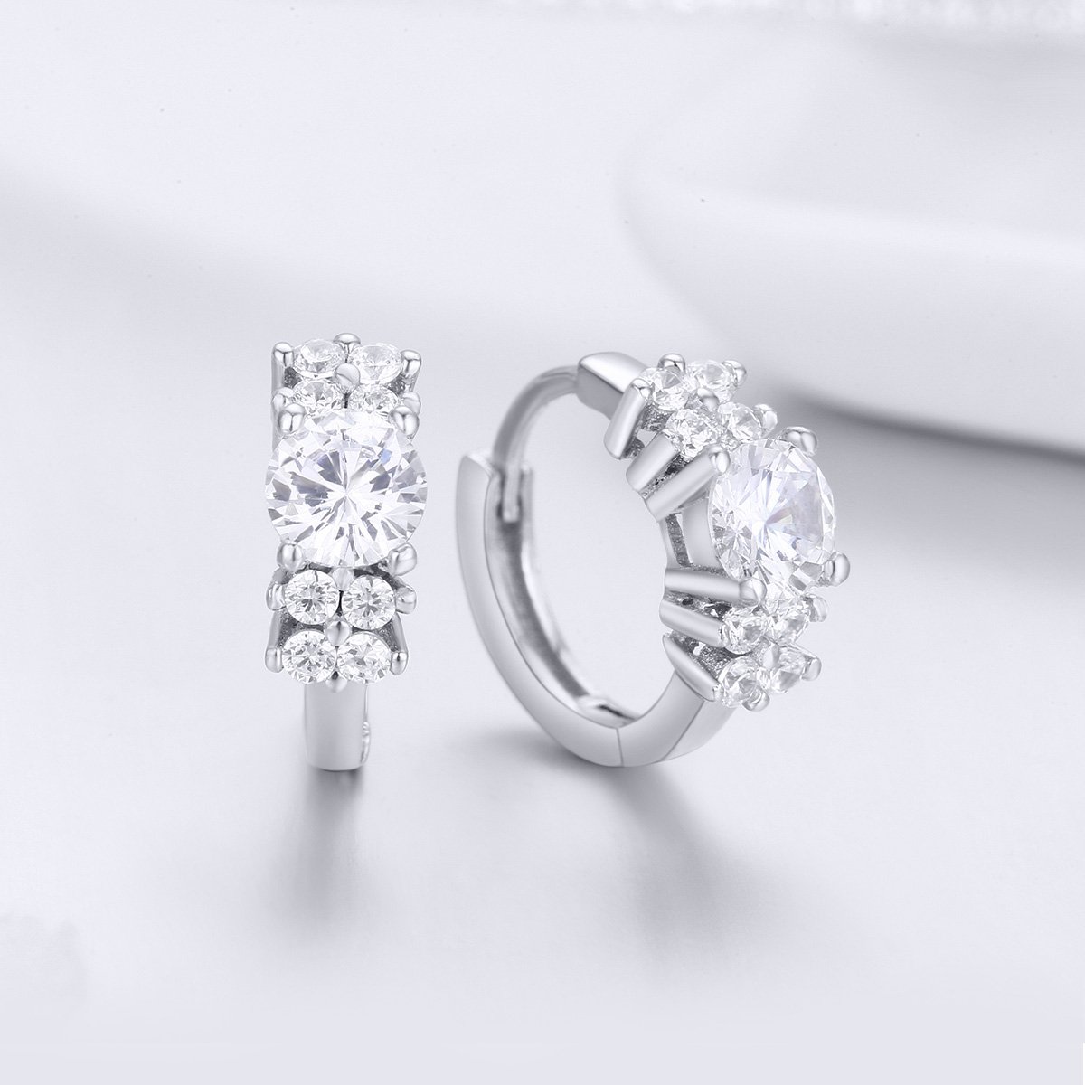 925 Sterling Silver Hoop Earrings Luxury Jewelry Cubic Zirconia Gemstone Earrings for Women