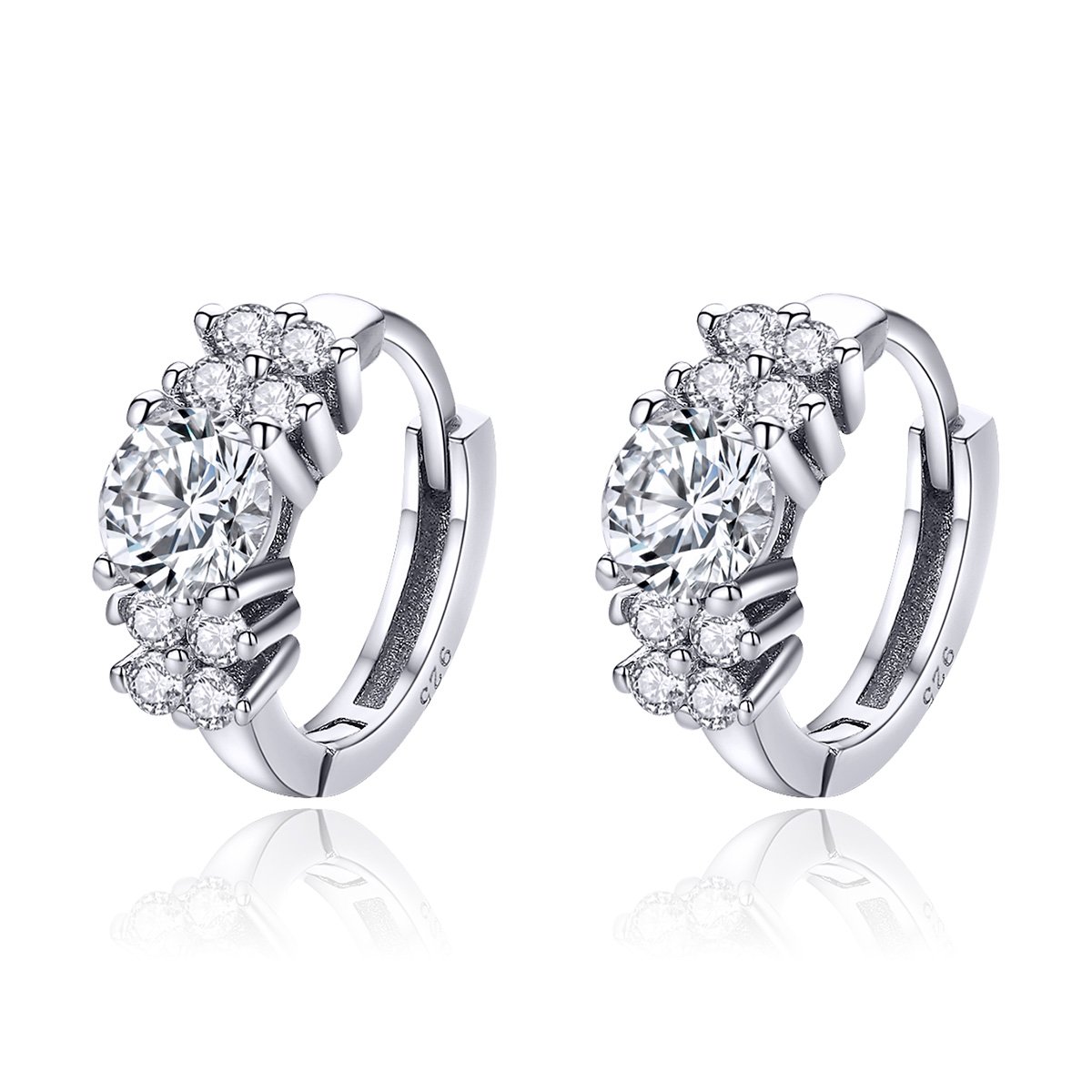 925 Sterling Silver Hoop Earrings Luxury Jewelry Cubic Zirconia Gemstone Earrings for Women