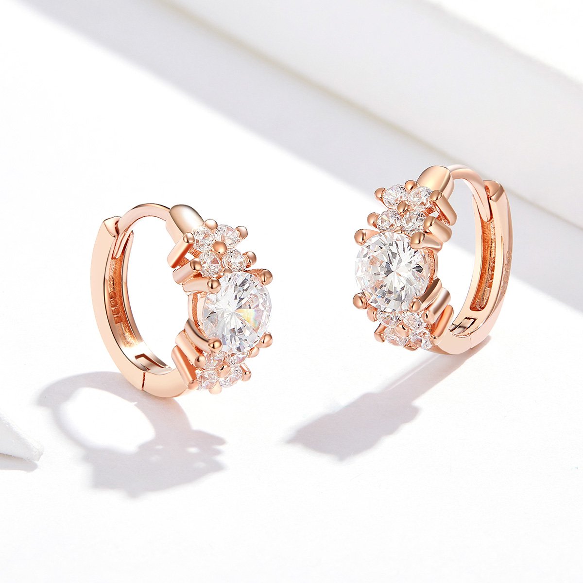 925 Sterling Silver Hoop Earrings Luxury Jewelry Cubic Zirconia Gemstone Earrings for Women